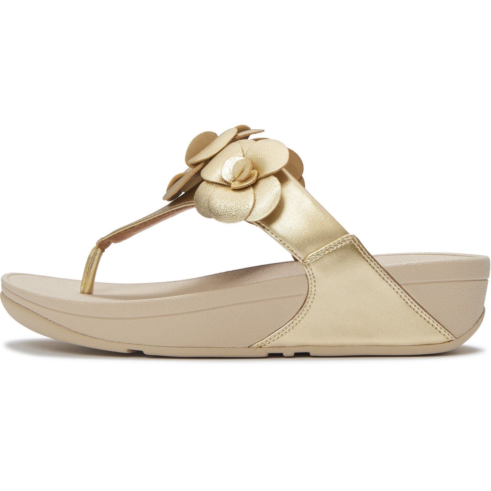 Fitflop Lulu Flower Toe-Post Polyurethane Women's Platino Sandals