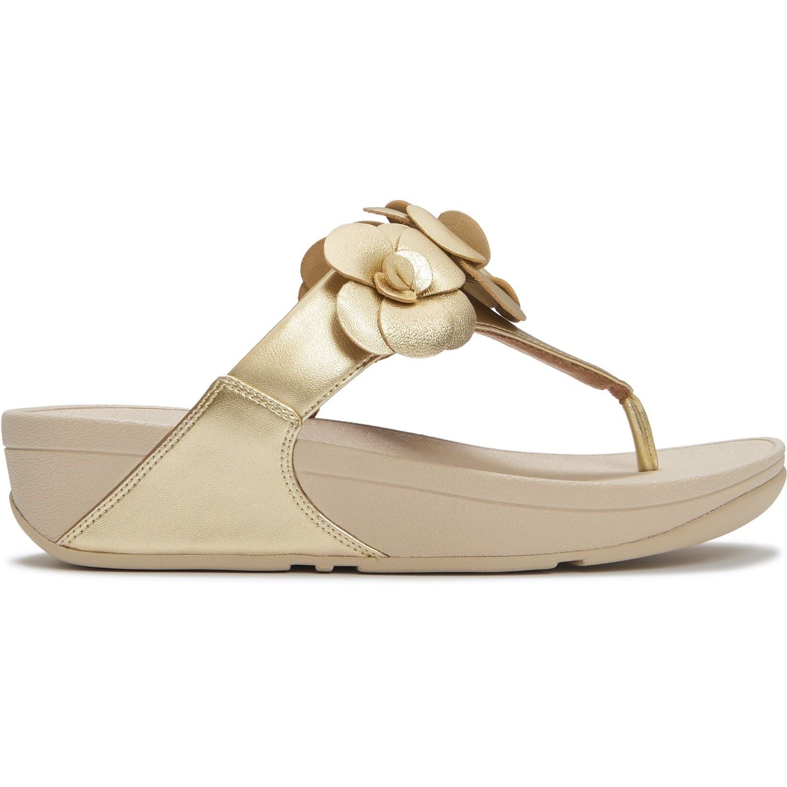 Fitflop Lulu Flower Toe-Post Polyurethane Women's Platino Sandals