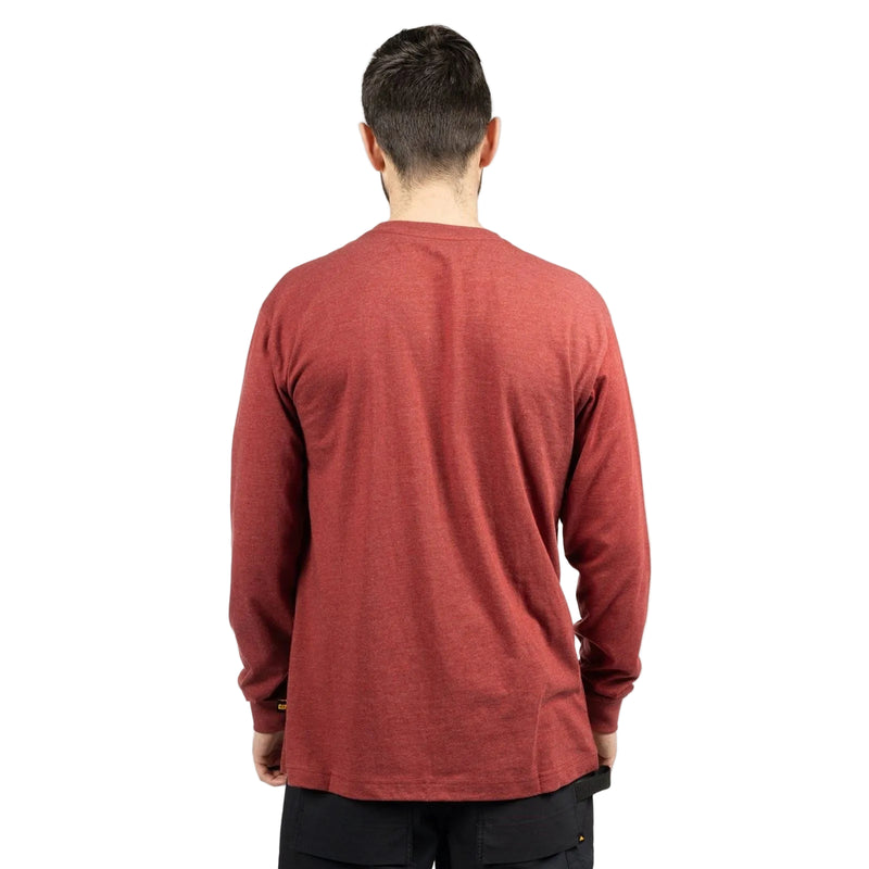 Caterpillar Trademark Banner Long Sleeve Cotton Men's Red T-Shirt