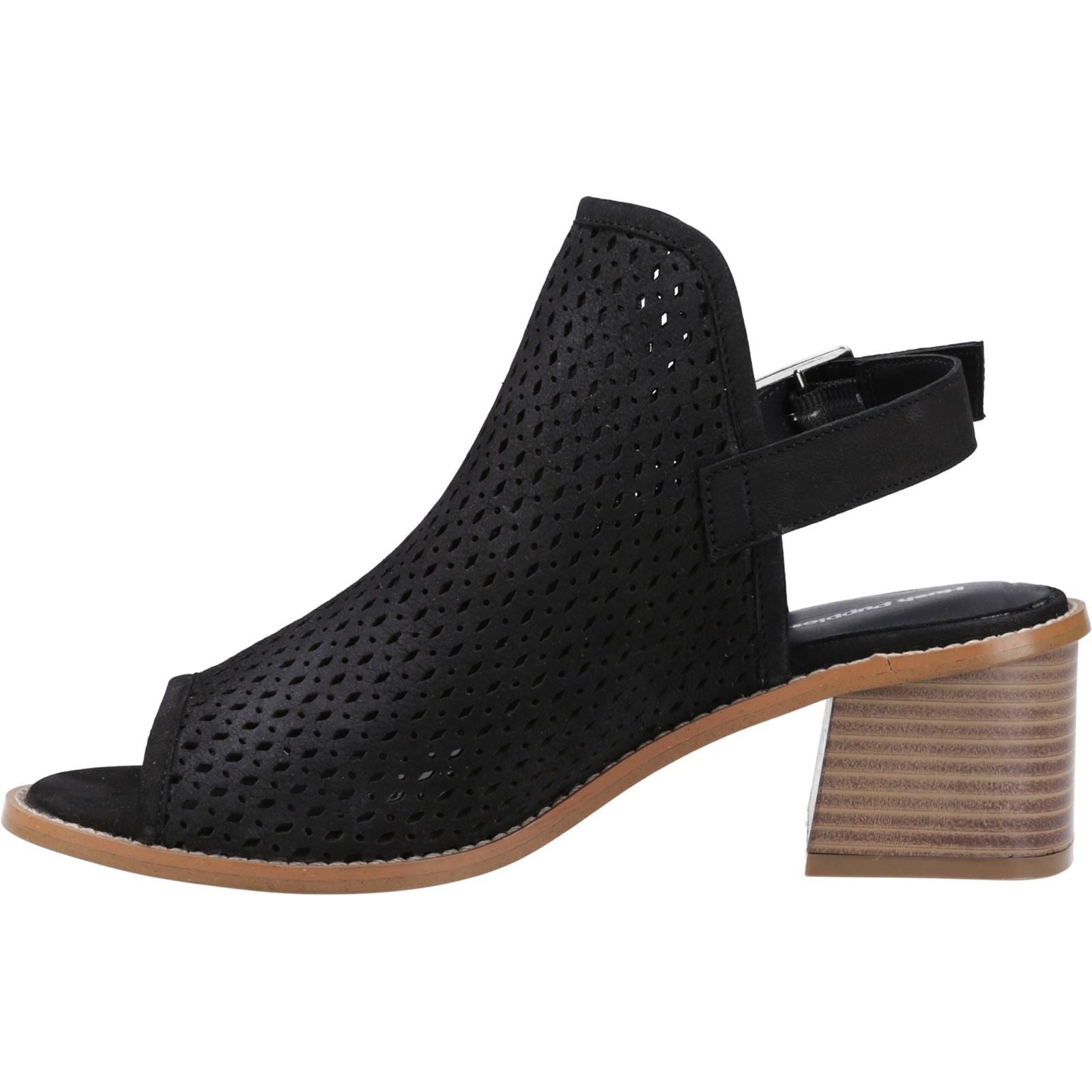 Hush Puppies Louise Heeled Leather Women's Black Sandals