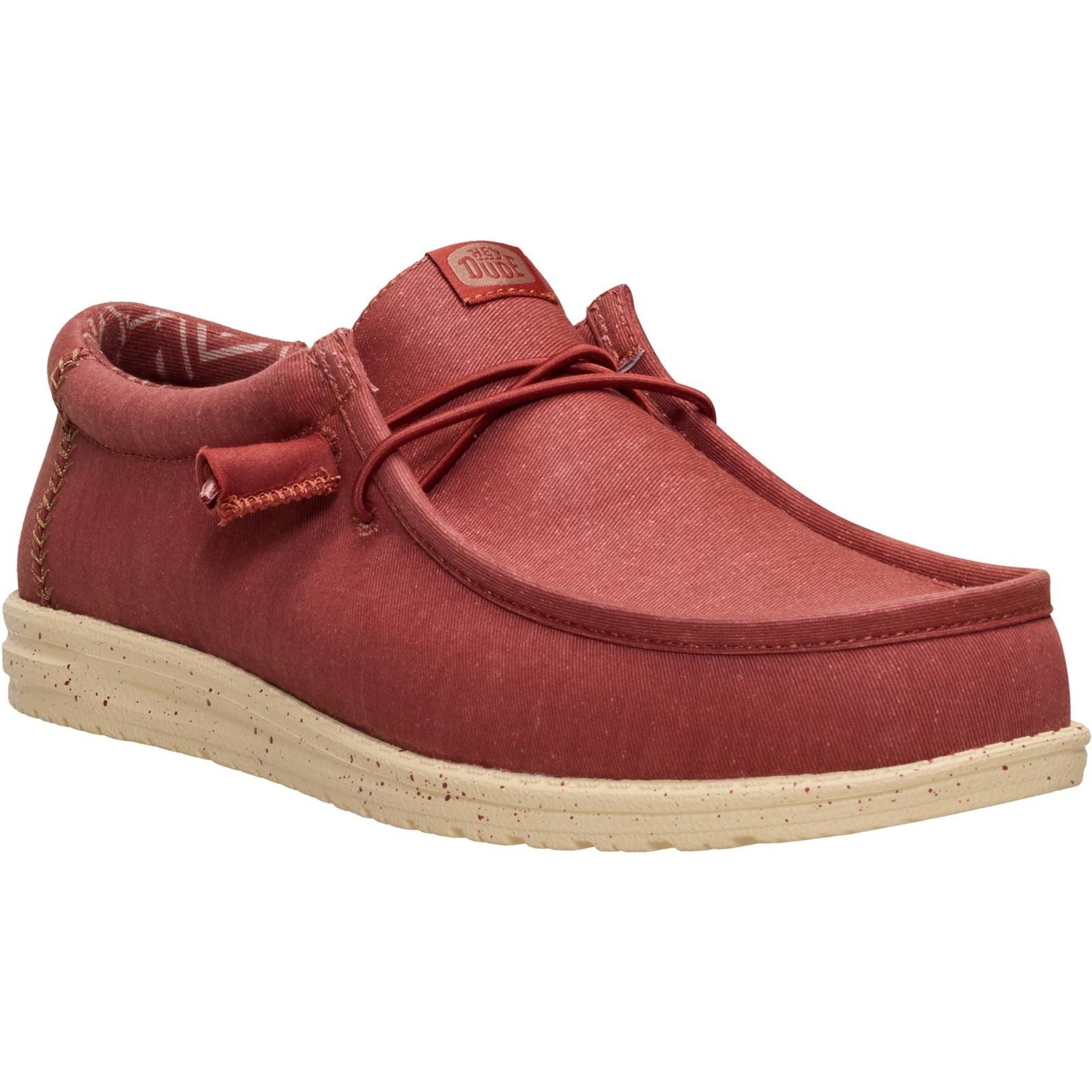 HEYDUDE Wally Stretch Textile Men's Burnt Red/Boulder Tan Loafers