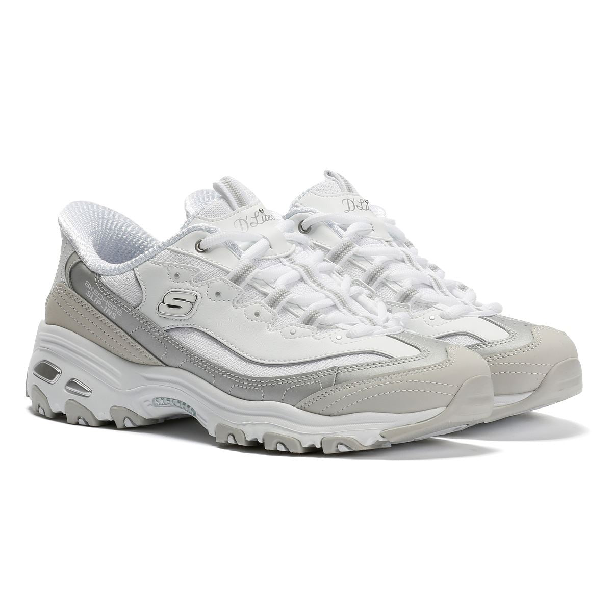 Skechers Slip-Ins D'Lites Smooth Women's Silver/White Trainers