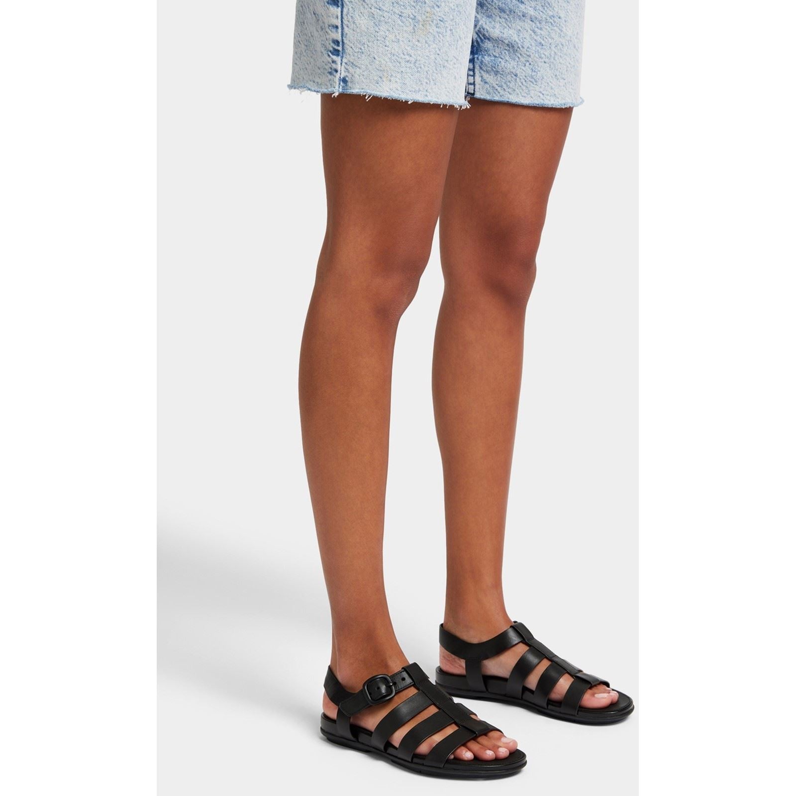 Fitflop Gracie Fisherman Leather Women's All Black Sandals