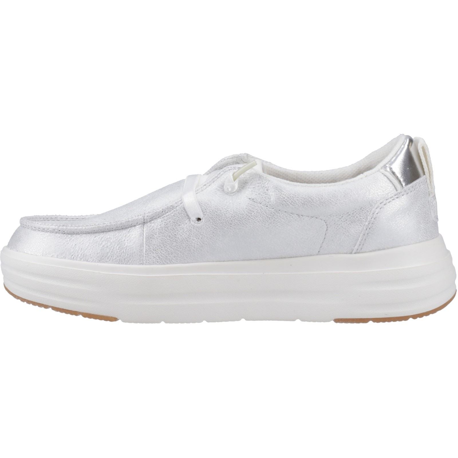 HEYDUDE Wendy Nova Shimmer Synthetic Women's Snow White Moccasins Shoes