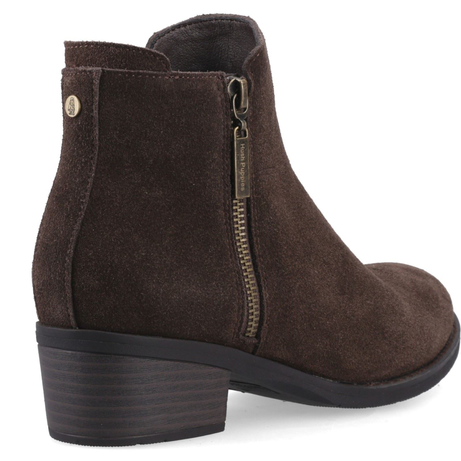 Hush Puppies Ingrid Suede Women's Chocolate Heeled Ankle Boots