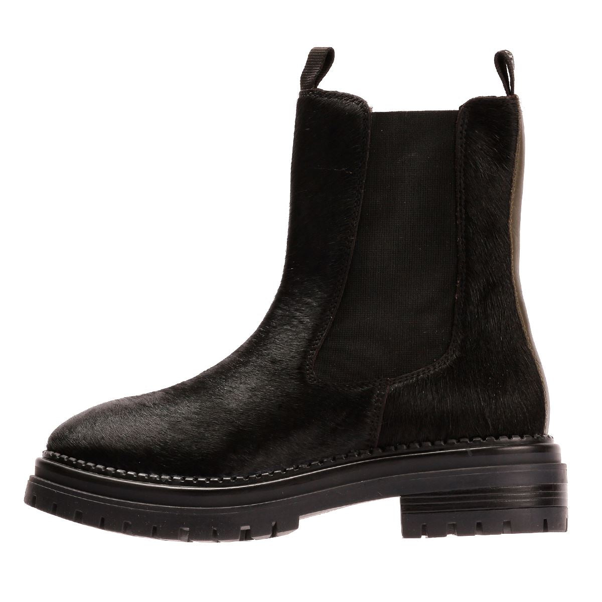 Osprey London The Hampton Chelsea Leather/Pony Hair Women's Black/Olive Boots