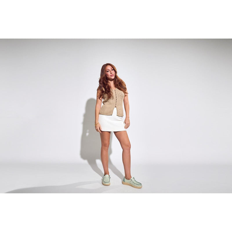 HEYDUDE Wendy Espadrille Retro Palm Cotton Blend Women's Celadon Green/White Espadrilles