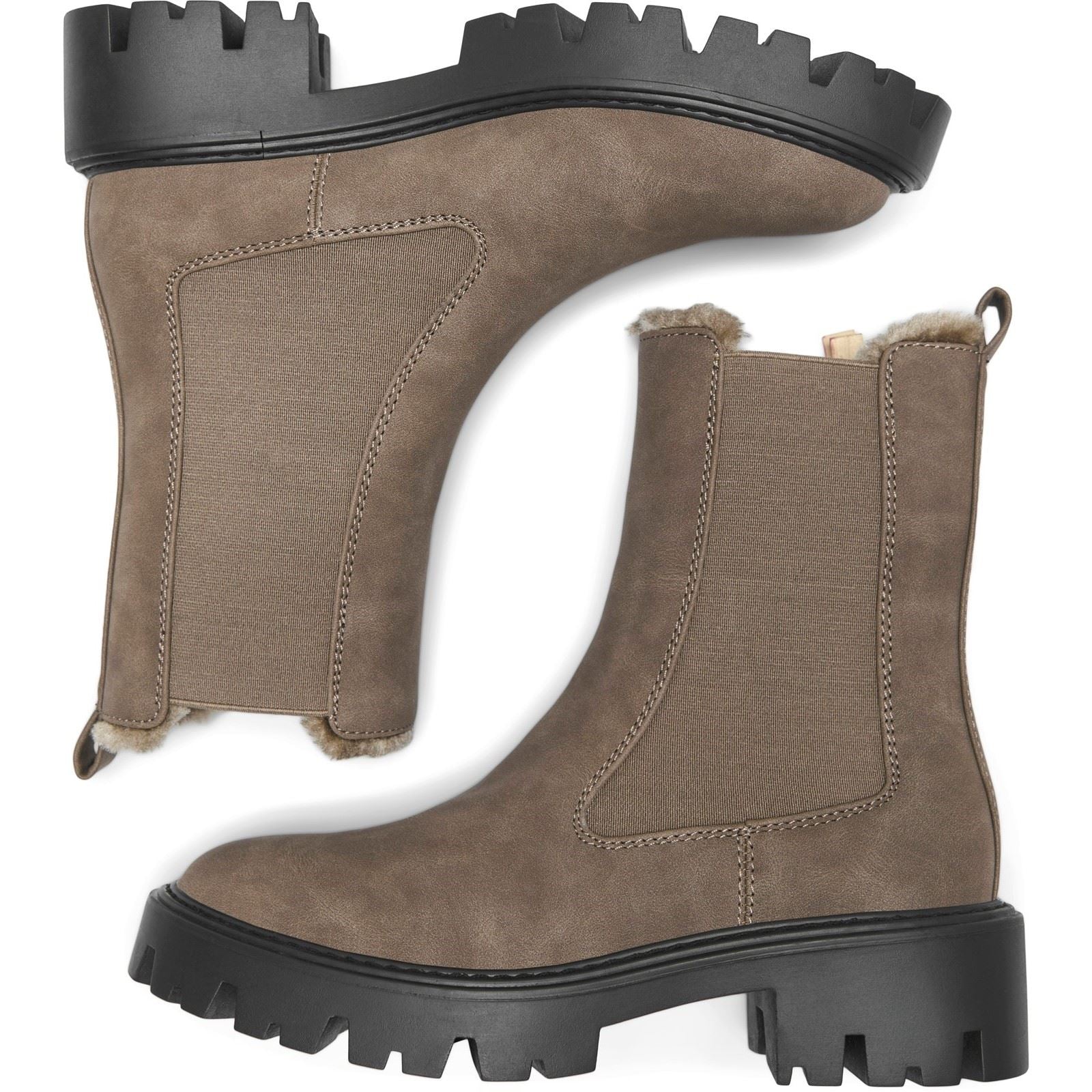 ONLY BETTY-9 WARM LINED Polyurethane Women's Brown Stone Heeled Ankle Boots