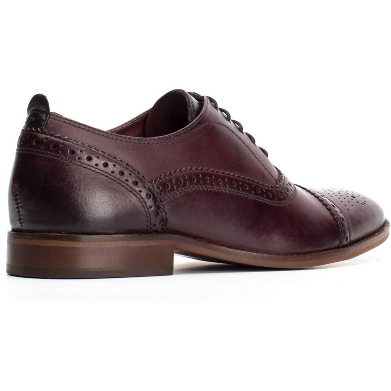 Base London Cast Washed Leather Men's Dark Red Brogues Shoes