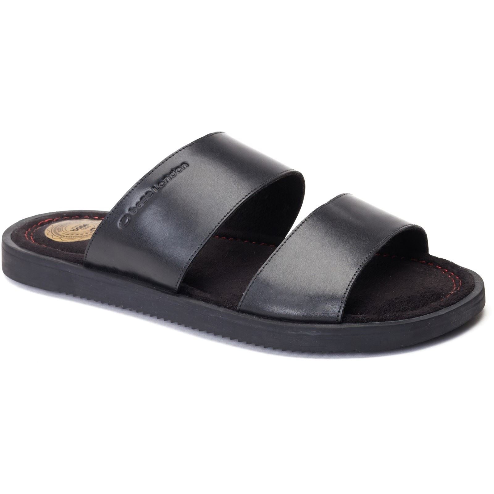 Base London Maven Leather Men's Black Sandals