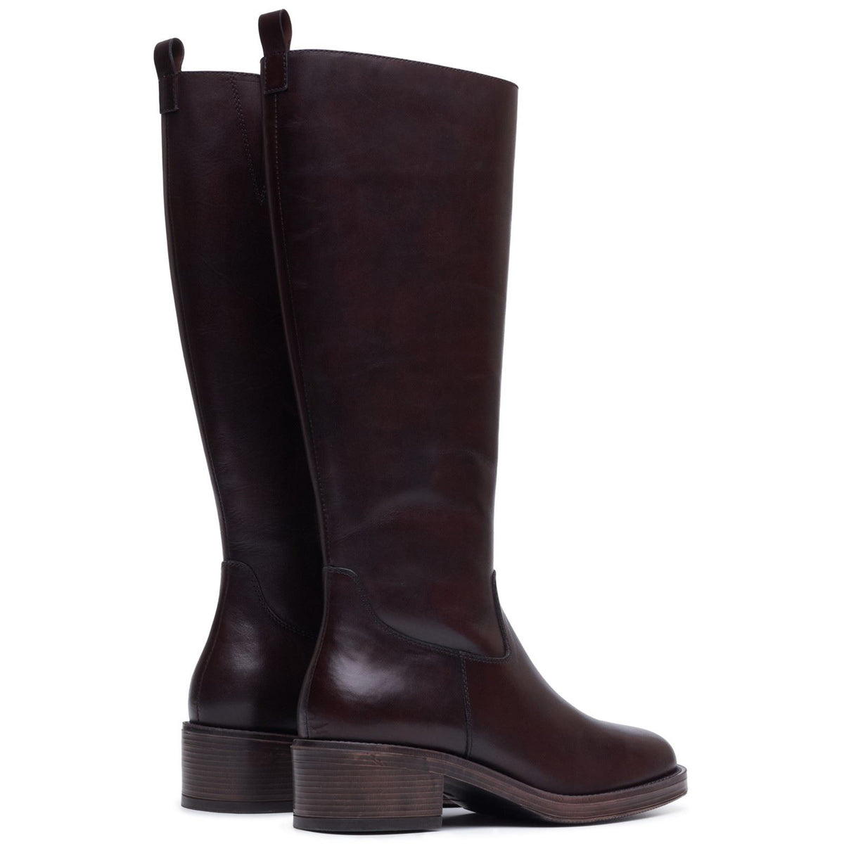 Hush Puppies Antonia Long Leather Women's Chocolate Heeled Knee High Boots