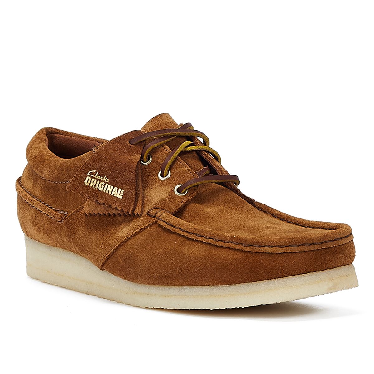 Clarks Originals Wallabee Boat Suede Men's Cola Lace-Up Shoes
