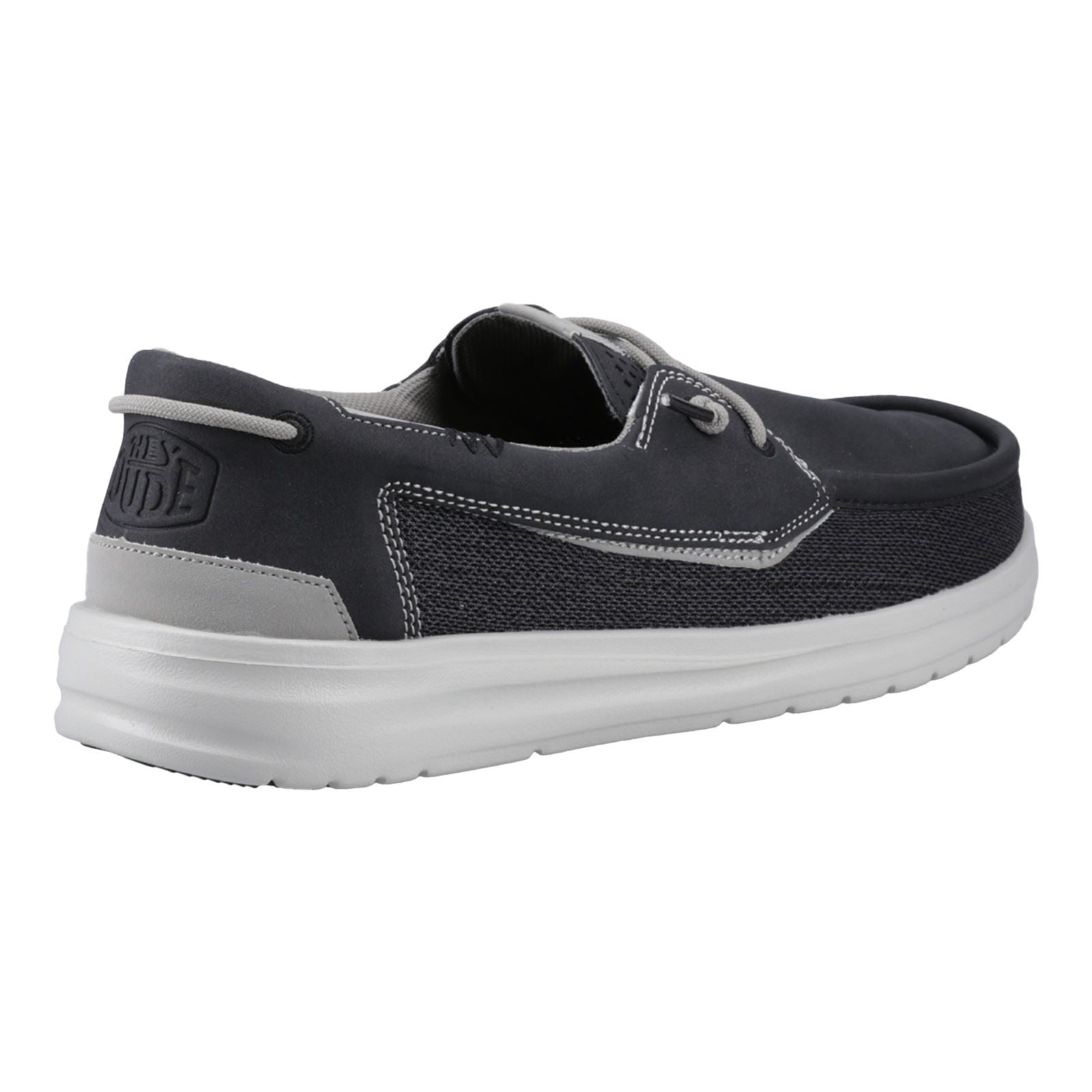 HEYDUDE Welsh Grip Classic Mesh Cotton Blend Men's Black/Storm Gray Boat Shoes