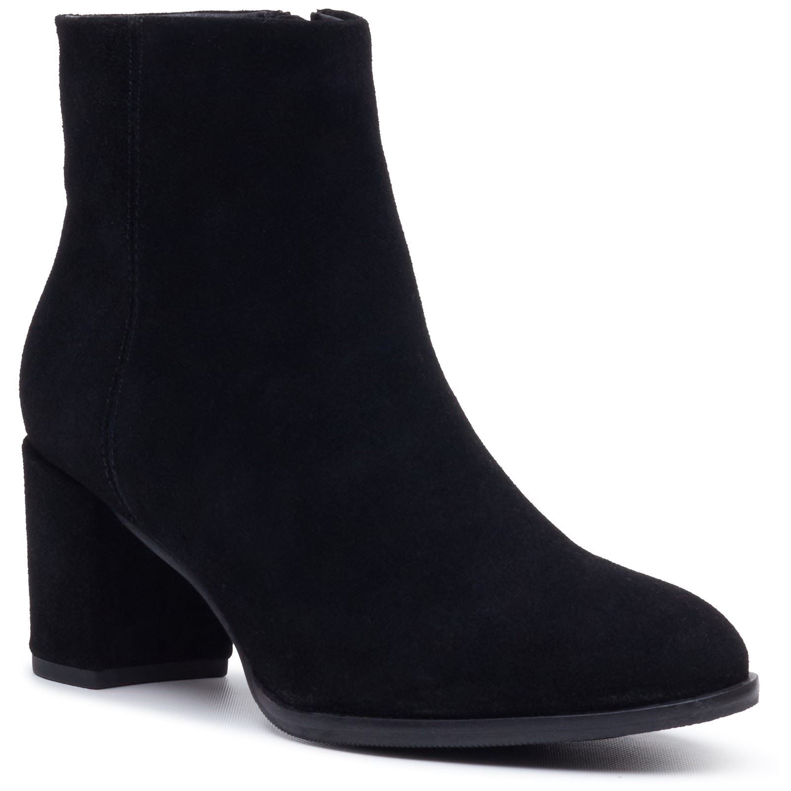 Hush Puppies Claridy Suede Leather Women's Black Heeled Ankle Boots