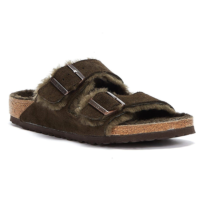 Birkenstock Arizona Shearling Mocca Bruin sandalen