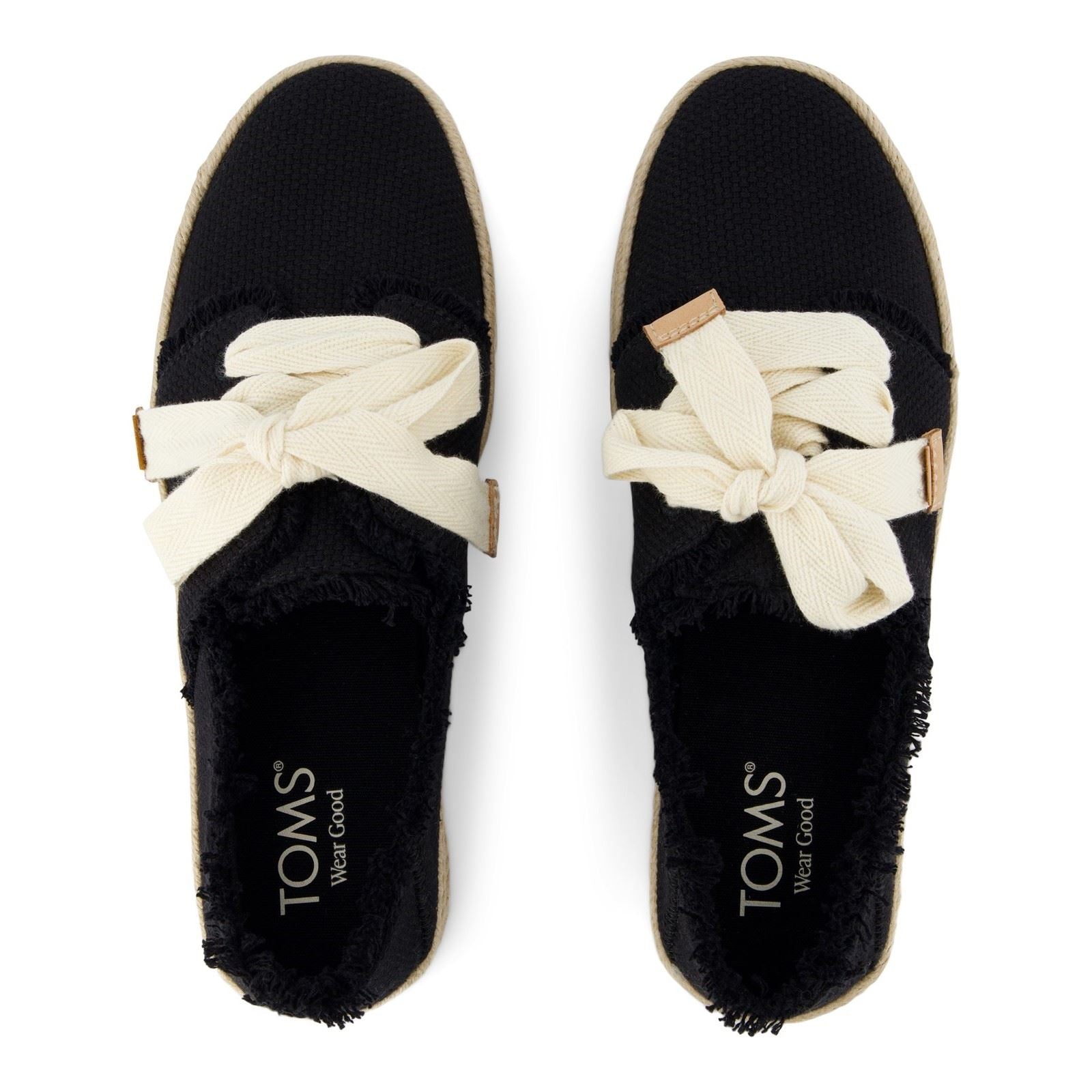 TOMS Carolina Lace Up Cotton Women's Black Beachside Espadrilles