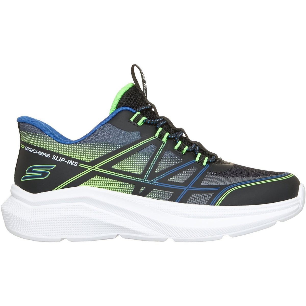 Skechers Microspec Velocity Grid-Shift Boy's Black/Blue & Lime Trainers