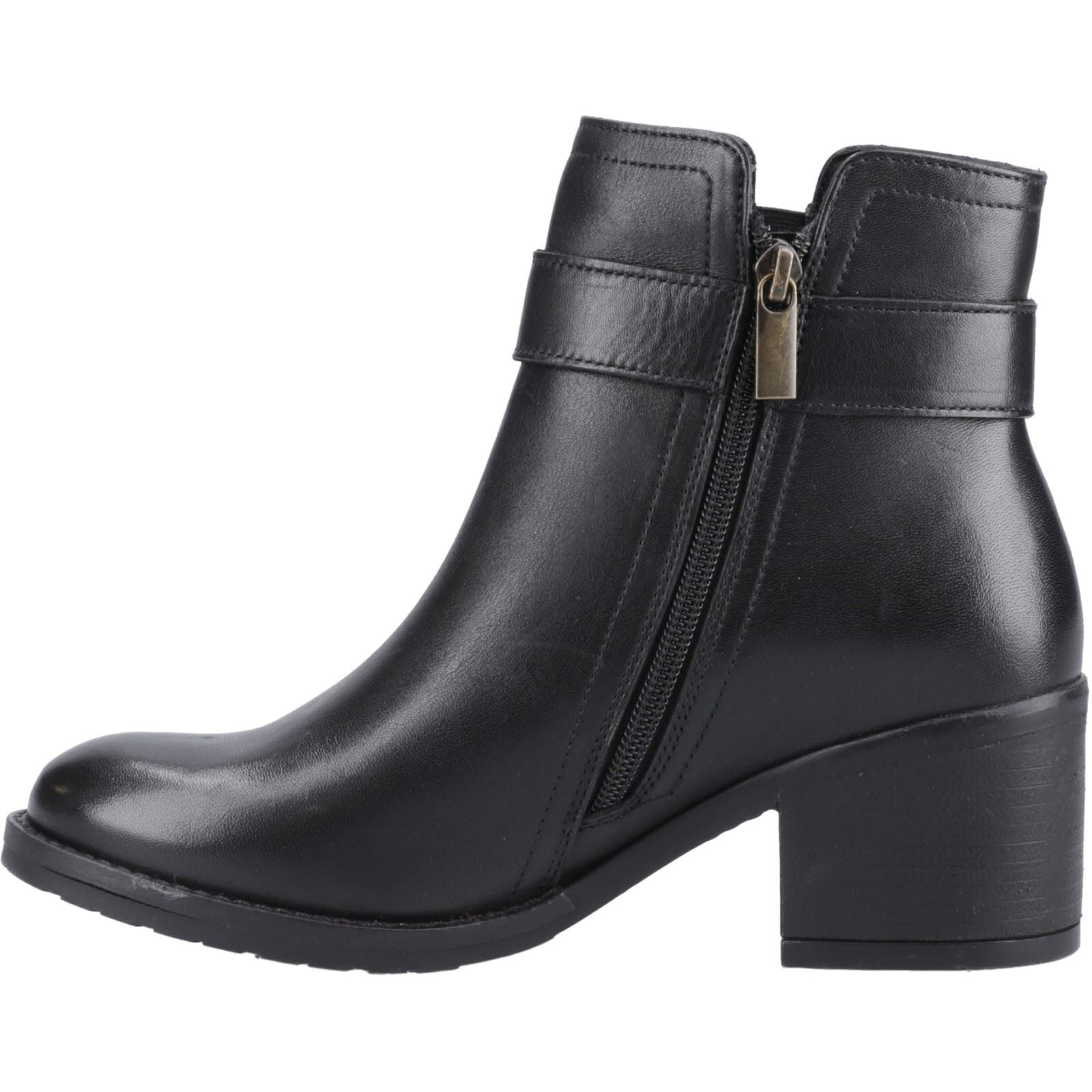 Hush Puppies Hensley Leather Women's Black Heeled Ankle Boots