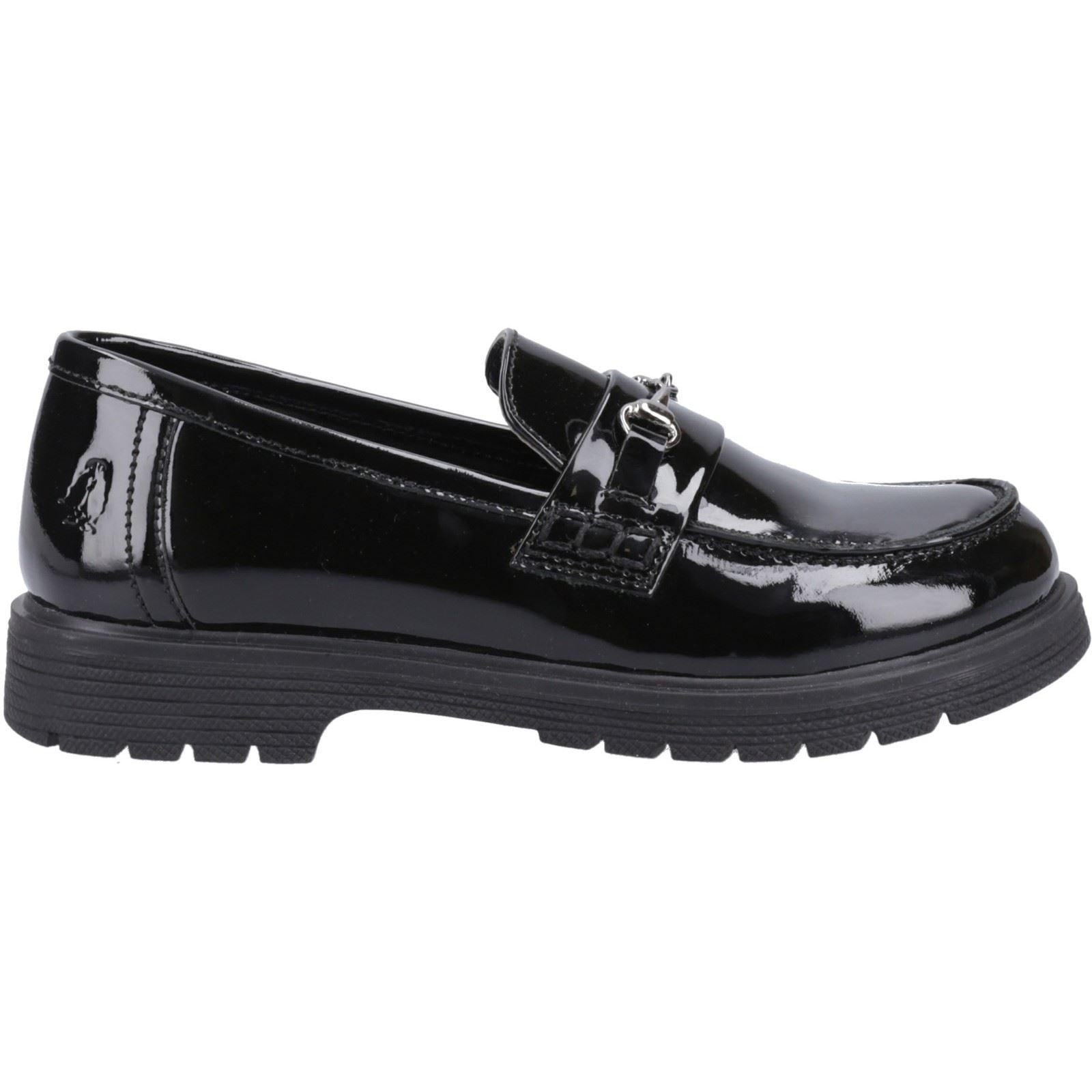 Hush Puppies Lydia Patent Senior Leather Girls's Black Loafers
