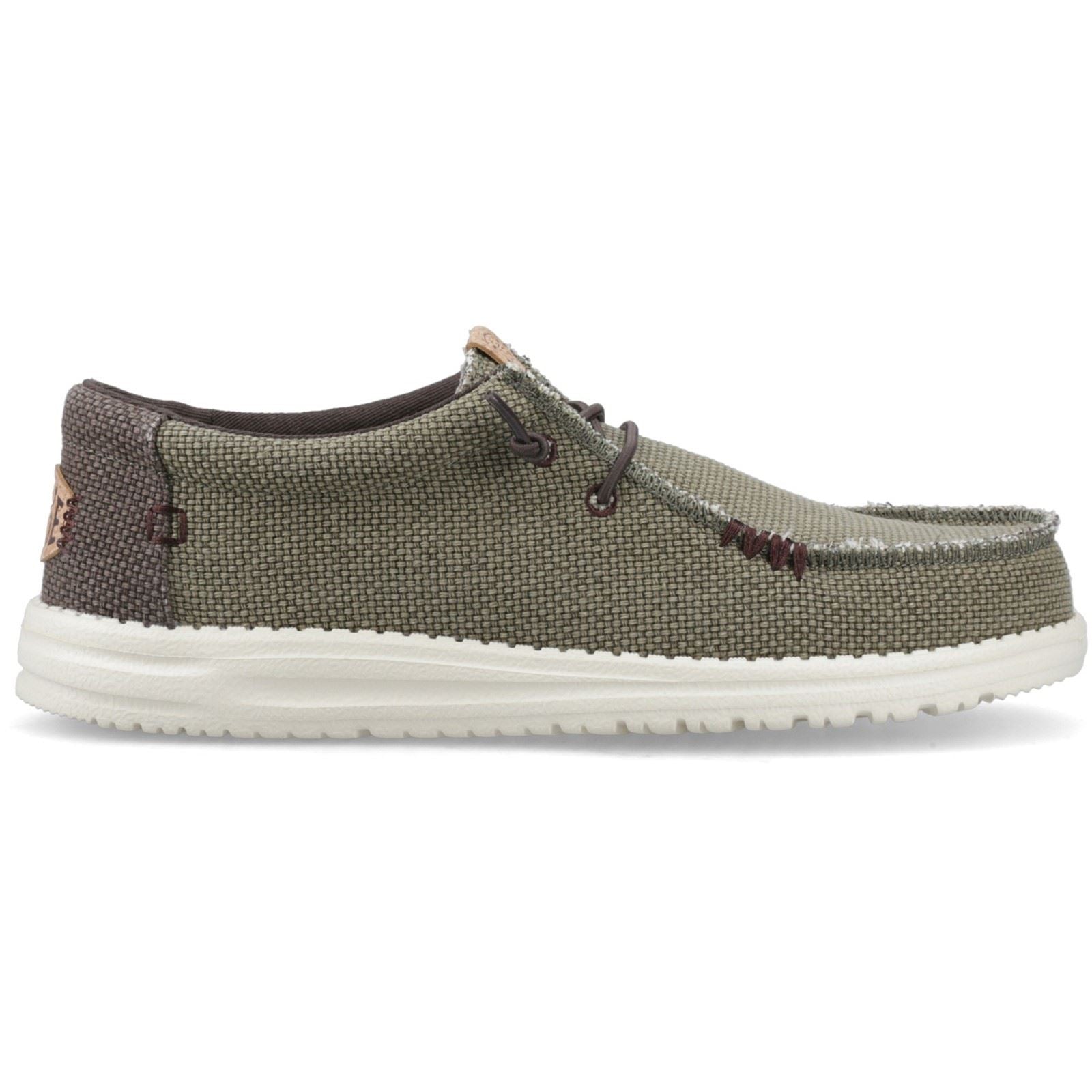HEYDUDE Wally Braided Polyester Men's Burnt Olive/Delicioso Brown Moccasins Shoes