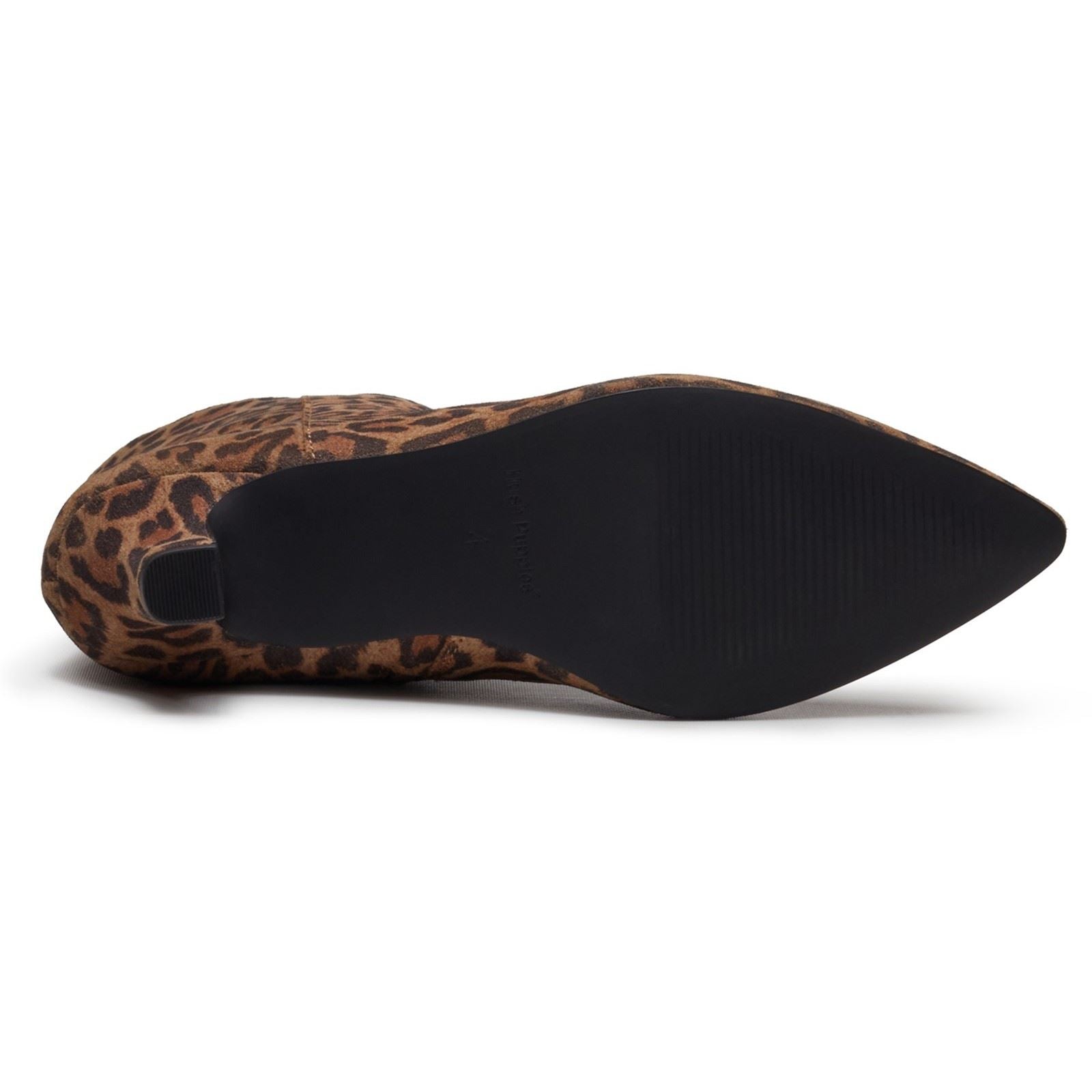 Hush Puppies Nahla Heel Leather Women's Leopard Heeled Ankle Boots