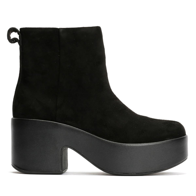 FitFlop Platfforms Heeled Suede Women's Black Ankle Boots
