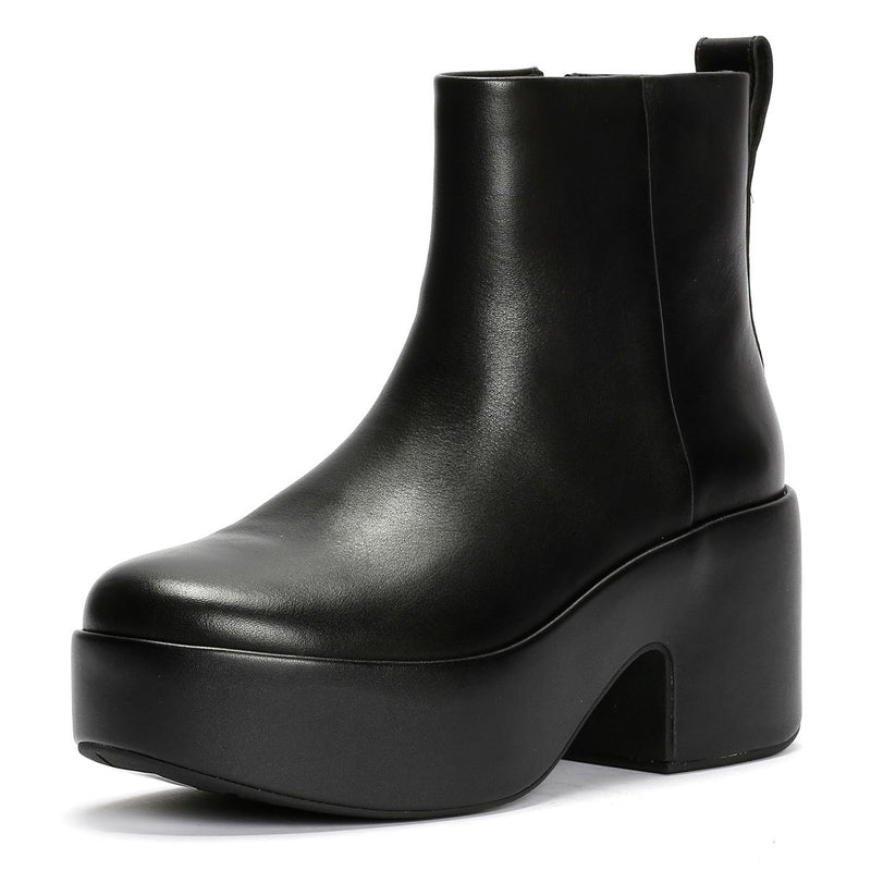 FitFlop Platfforms Heeled Leather Women's Black Boots