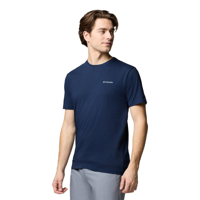 Columbia North Cascades Short Sleeve Tee Cotton Men's Blue Short Sleeve T-Shirts