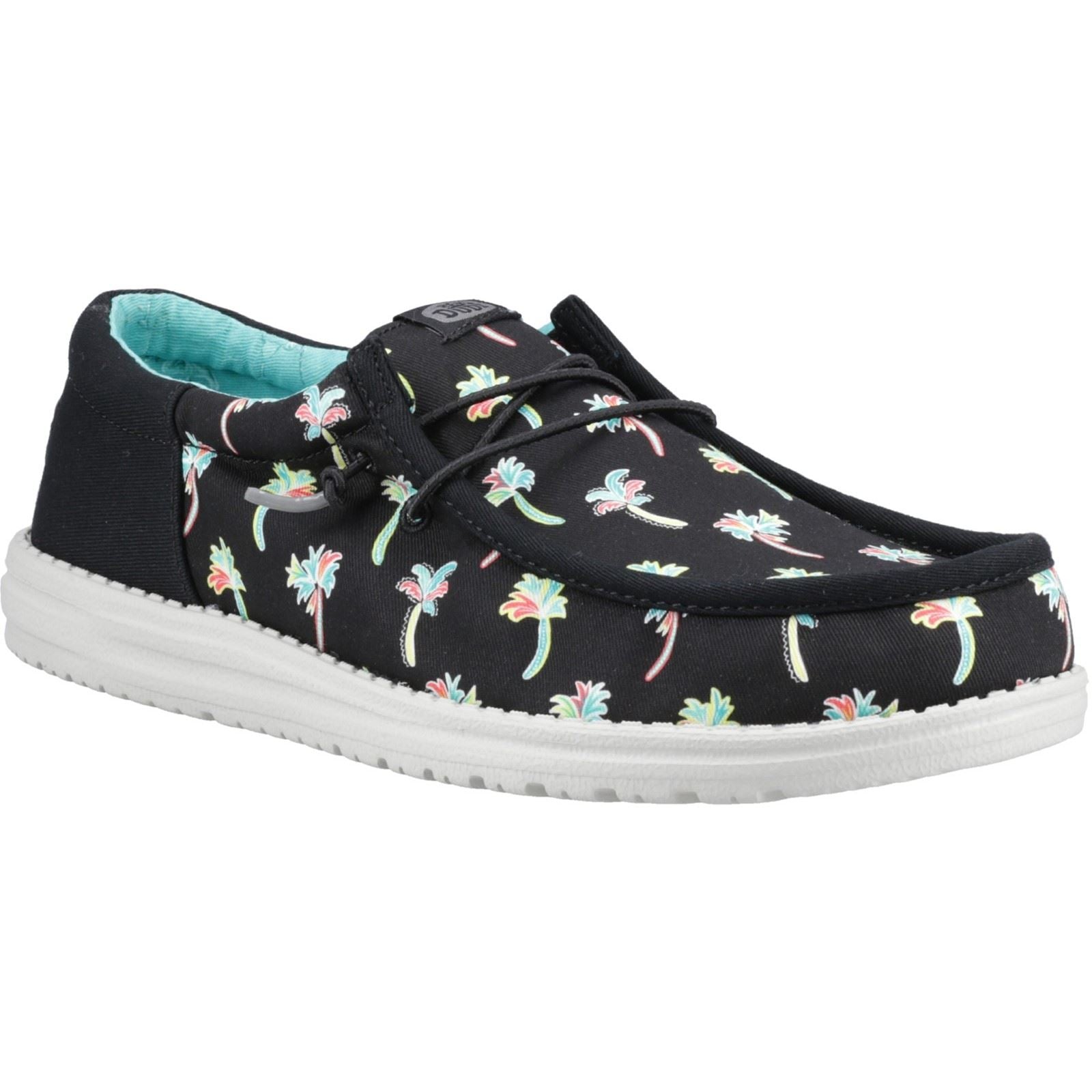 HEYDUDE Wally Funk Party Palm Cotton Men's Black/Multi Moccasins Shoes