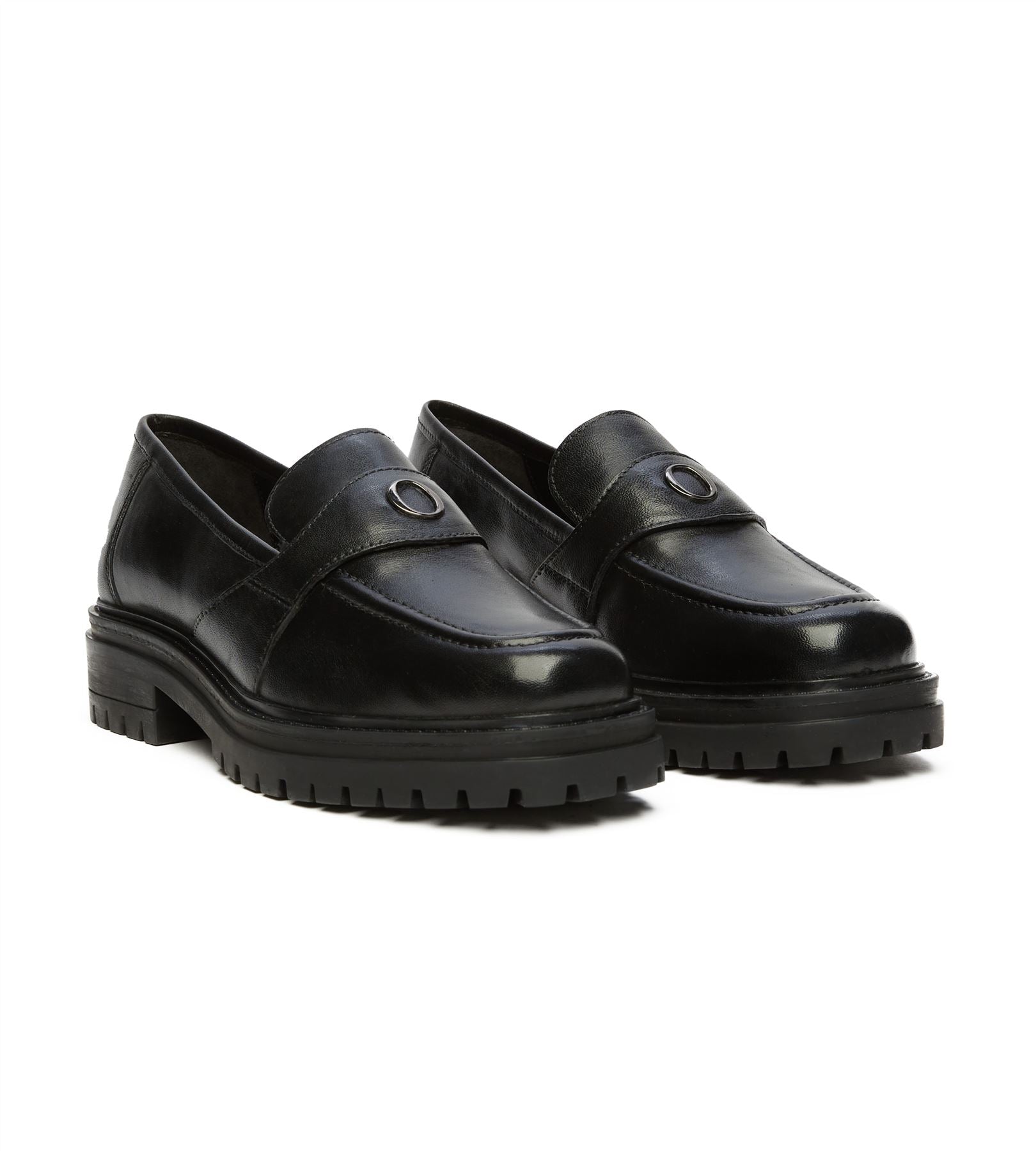 Osprey London The Greenwich Leather Women's Black Loafers