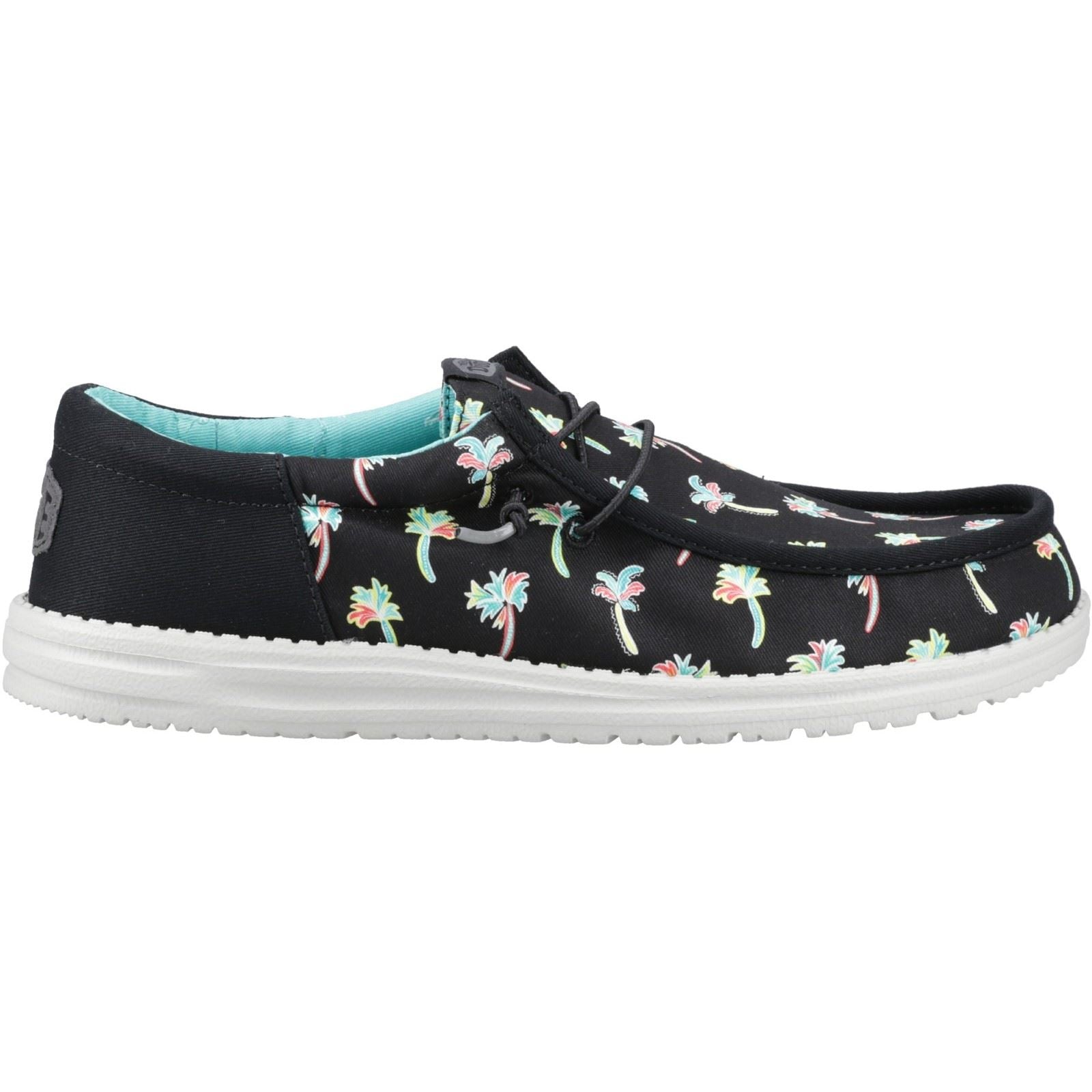HEYDUDE Wally Funk Party Palm Cotton Men's Black/Multi Moccasins Shoes