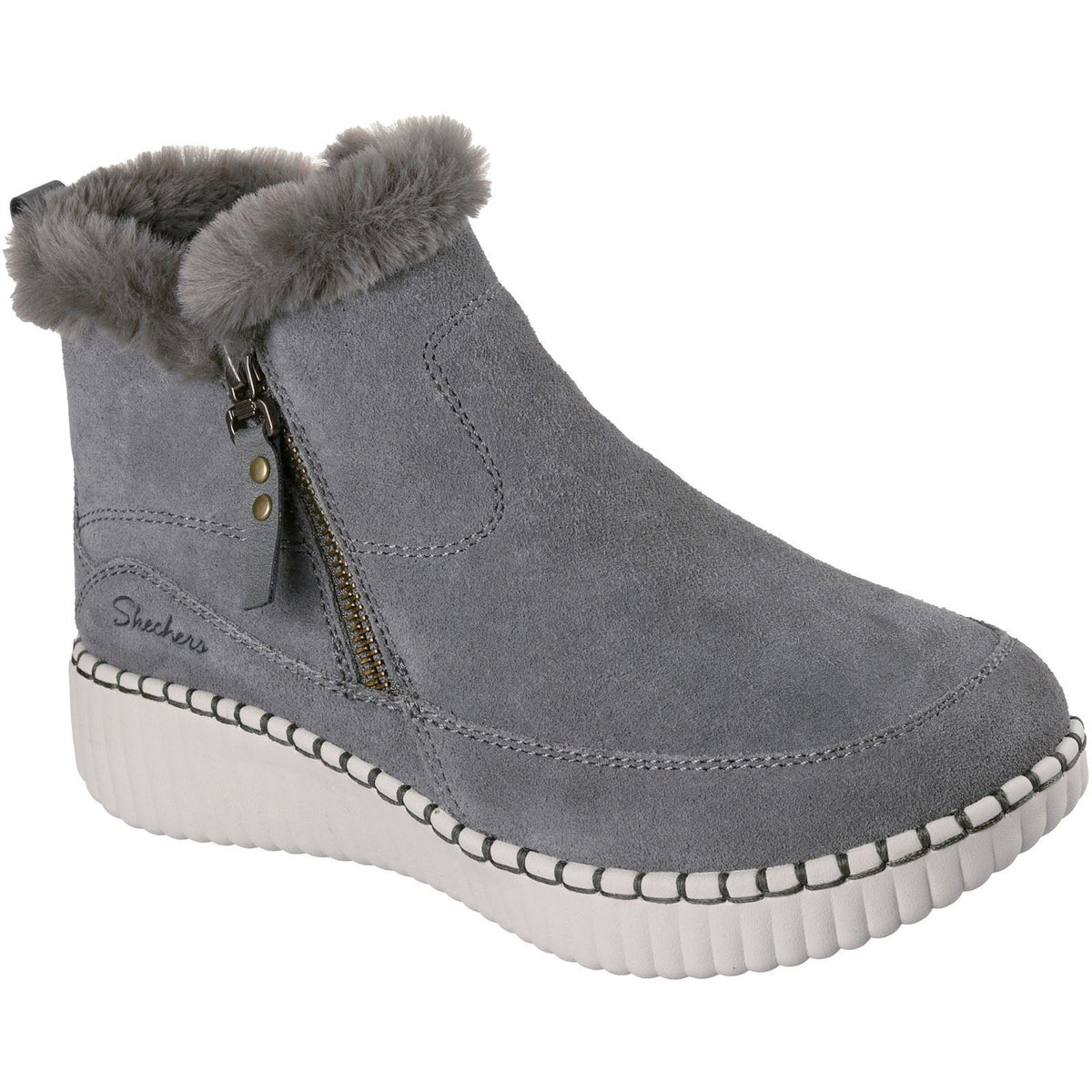 Skechers Wilshire Blvd Fresh Zip Leather Women's Olive Winter Ankle Boots