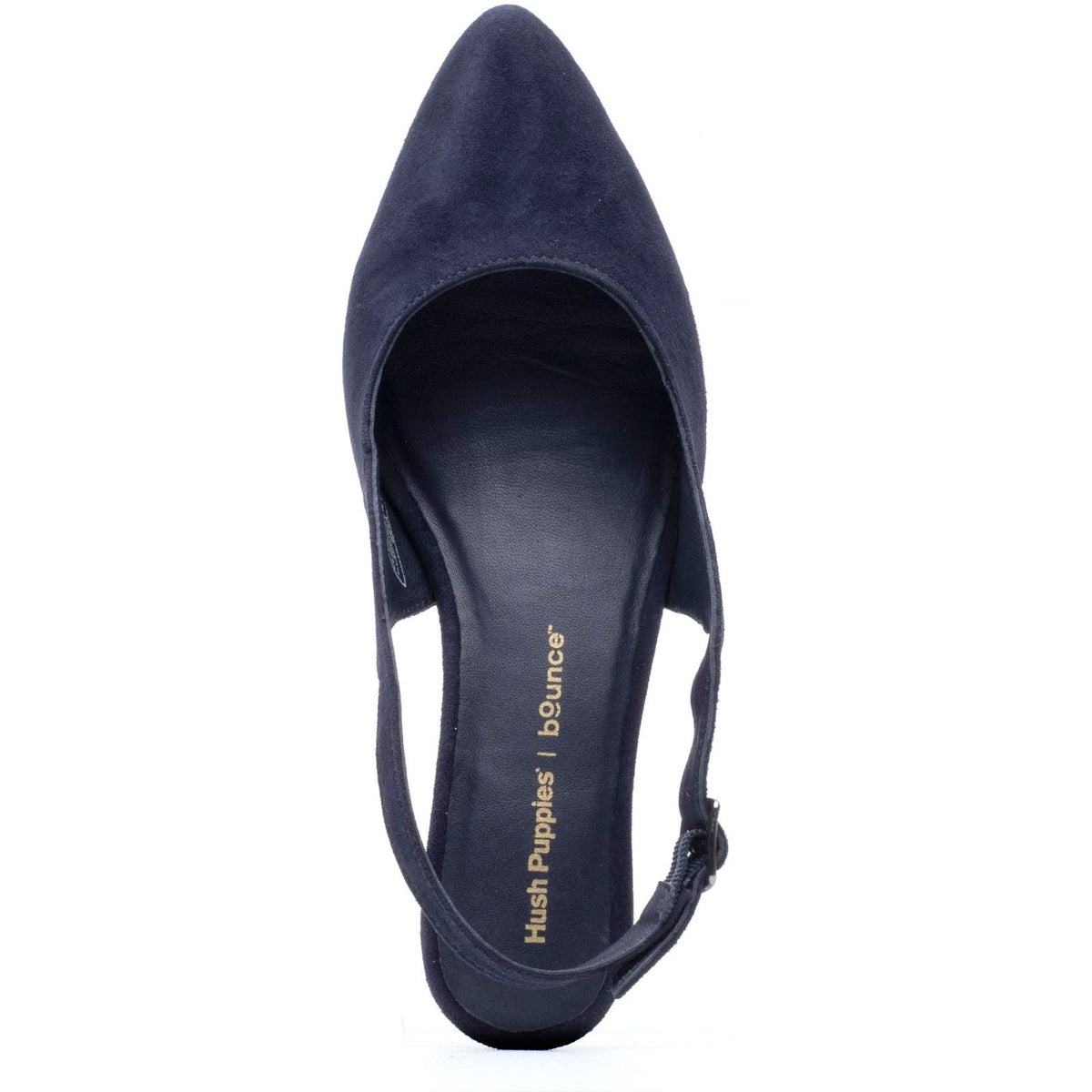 Hush Puppies Nahla Buckle Kitten Heel Leather Women's Navy Round Slingback Shoes