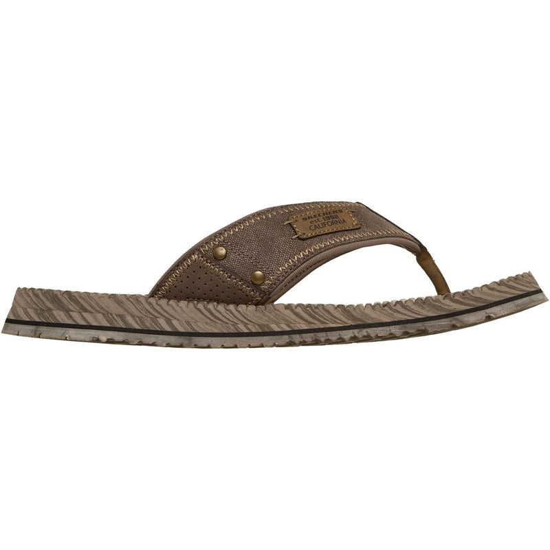 Skechers Quill Textile Men's Brown Flip Flops