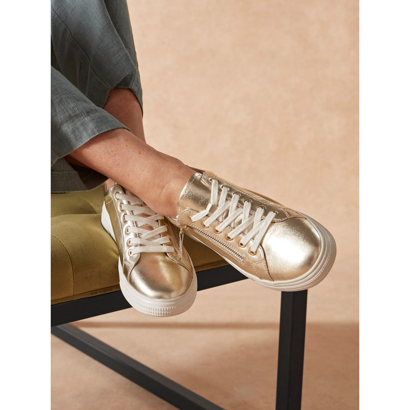 Hush Puppies Martha Leather Women's Gold Trainers