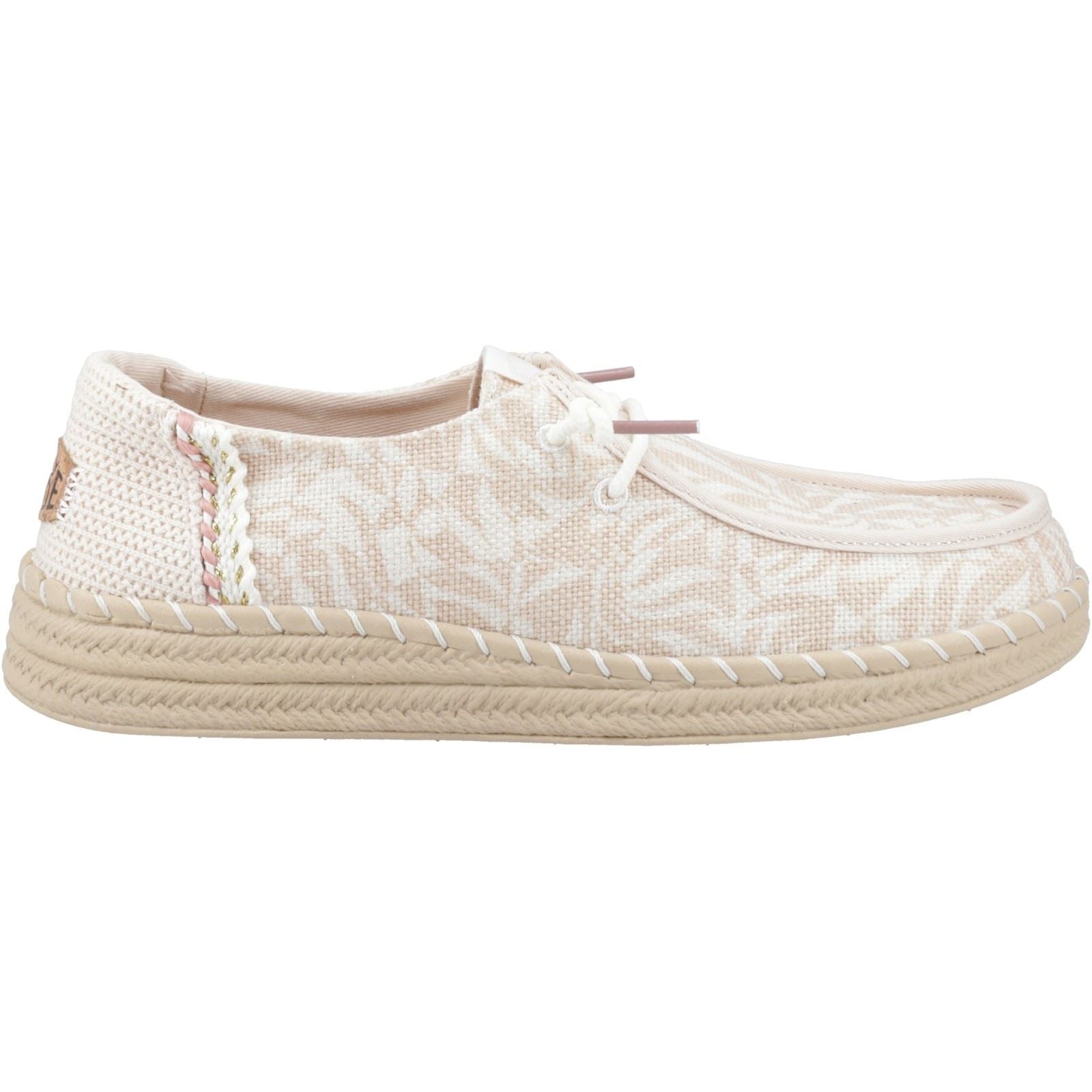 HEYDUDE Wendy Espadrille Retro Palm Cotton Blend Women's Pale Pink/White Espadrilles