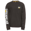 Caterpillar Trademark Banner Long Sleeve Cotton Men's Black T-Shirt