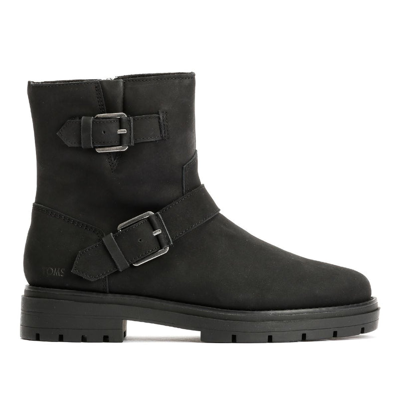TOMS Ionie Moto Nubuck Leather Women's Black Boots