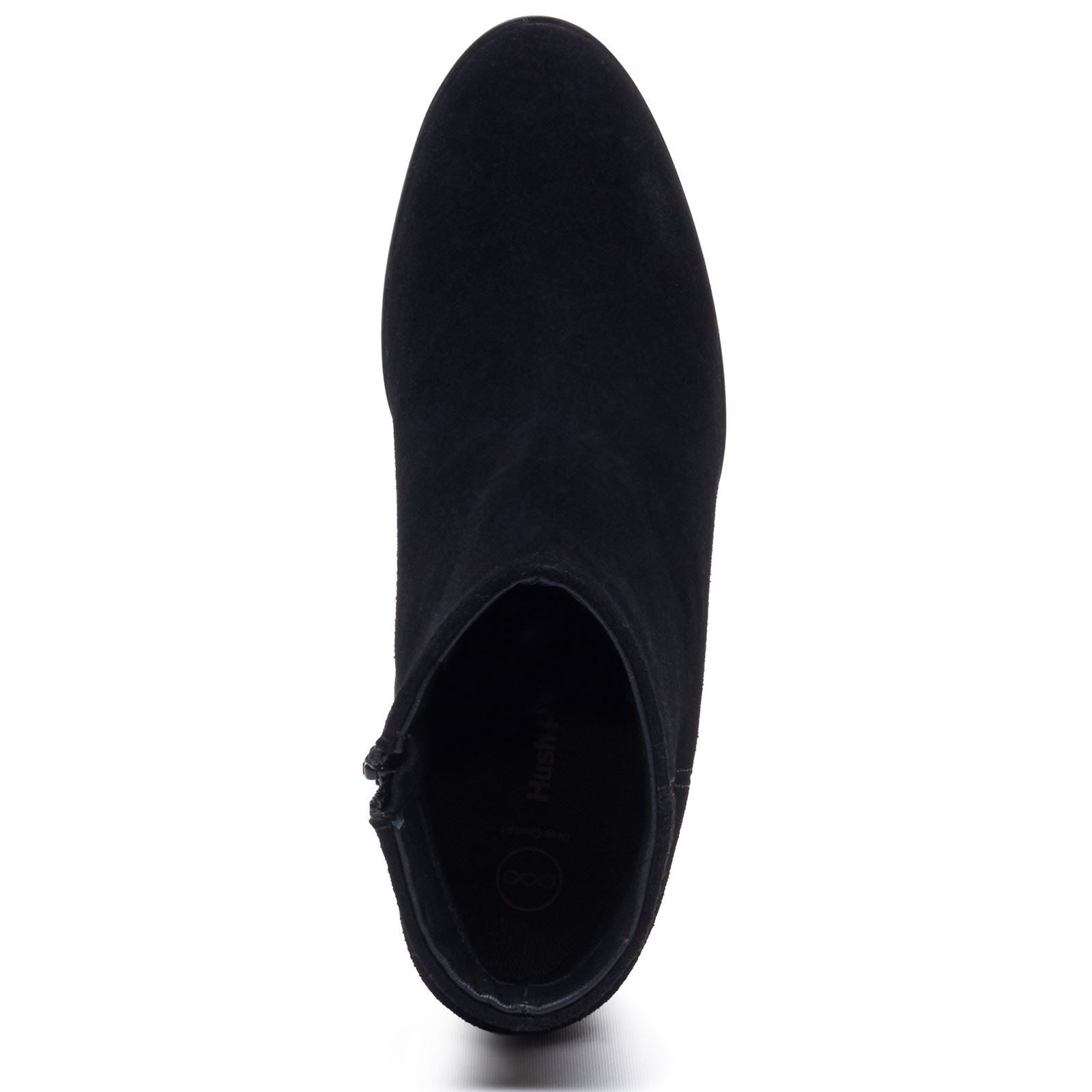 Hush Puppies Claridy Suede Leather Women's Black Heeled Ankle Boots
