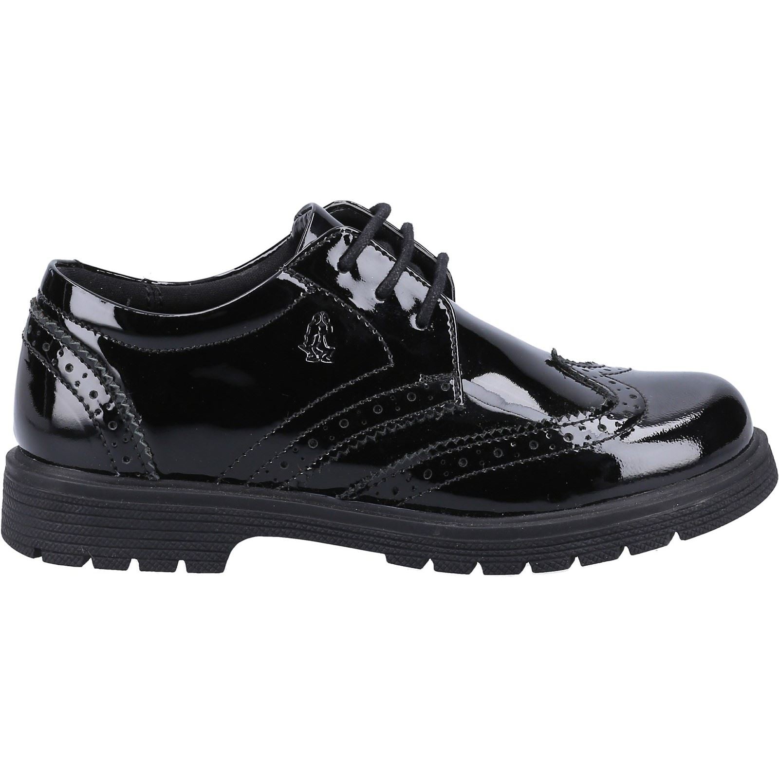 Hush Puppies Sally Junior Girls Black Patent Leather Brogues