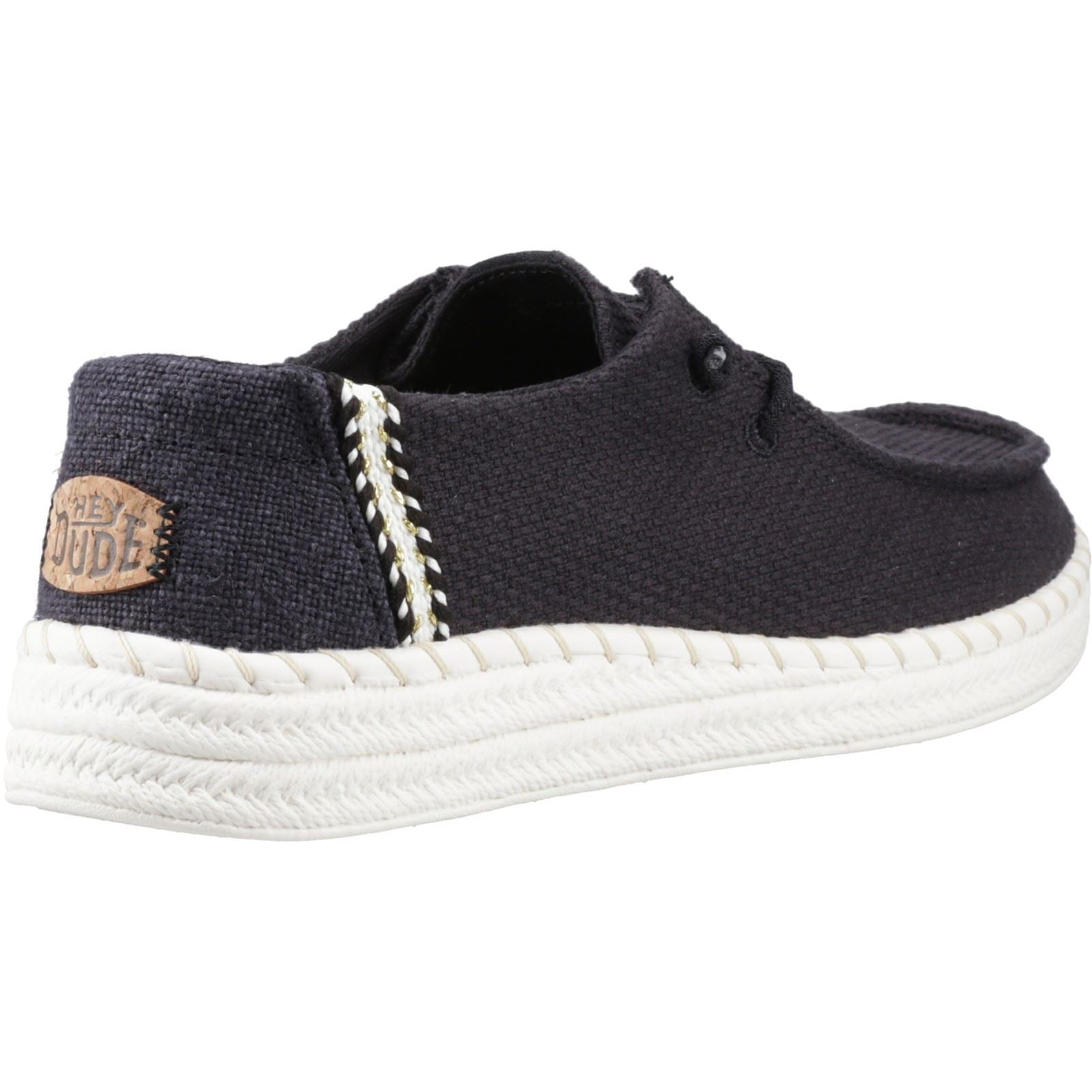 HEYDUDE Wendy Espadrille Woven Cotton Blend Women's Black Espadrilles