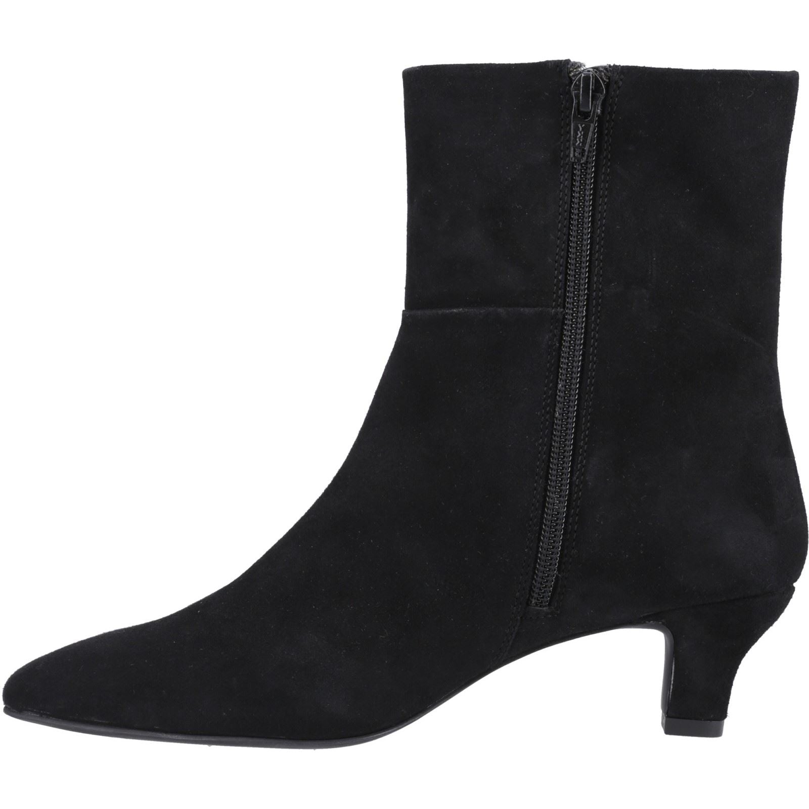 Hush Puppies Nahla Heel Leather Women's Black Heeled Ankle Boots