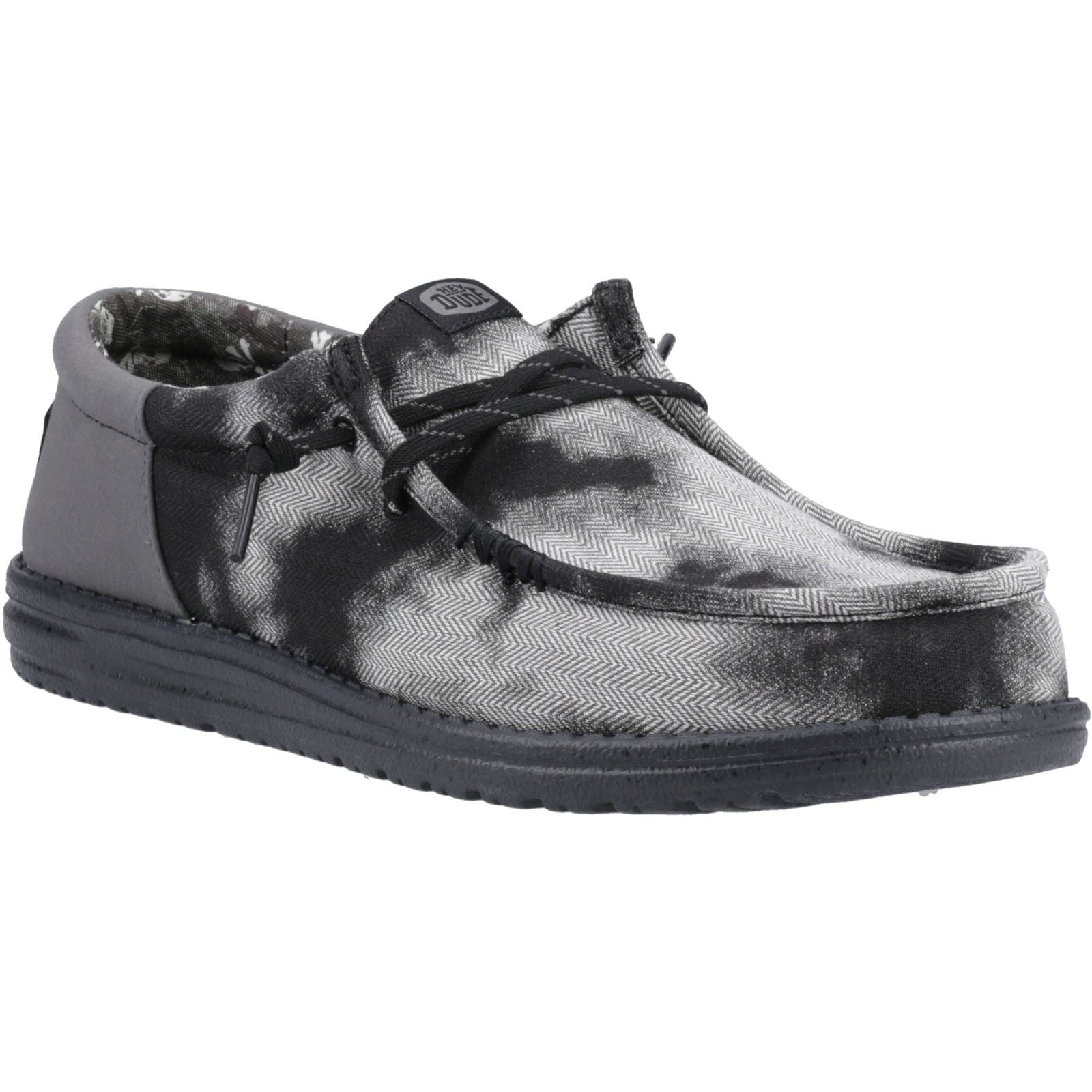HEYDUDE Wally Funk Overdye Cotton Men's Black/Granite Grey Moccasins Shoes