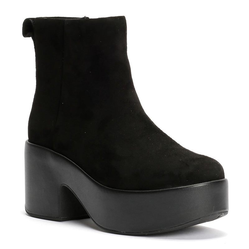 FitFlop Platfforms Heeled Suede Women's Black Ankle Boots