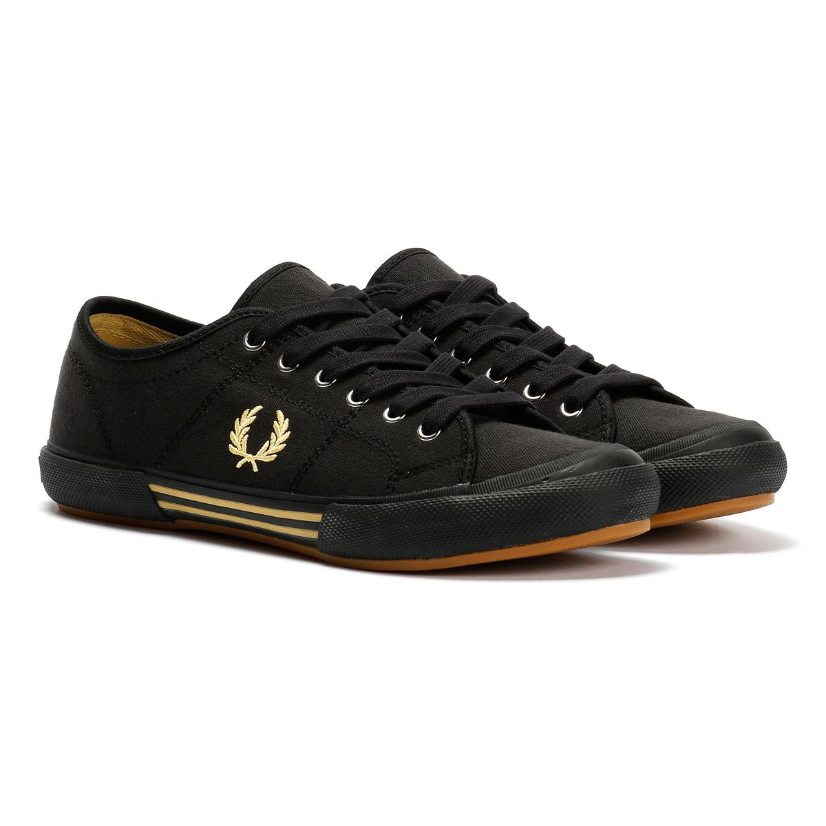 Fred Perry B708 Vintage Tennis Canvas Men's Black/Champagne Trainers