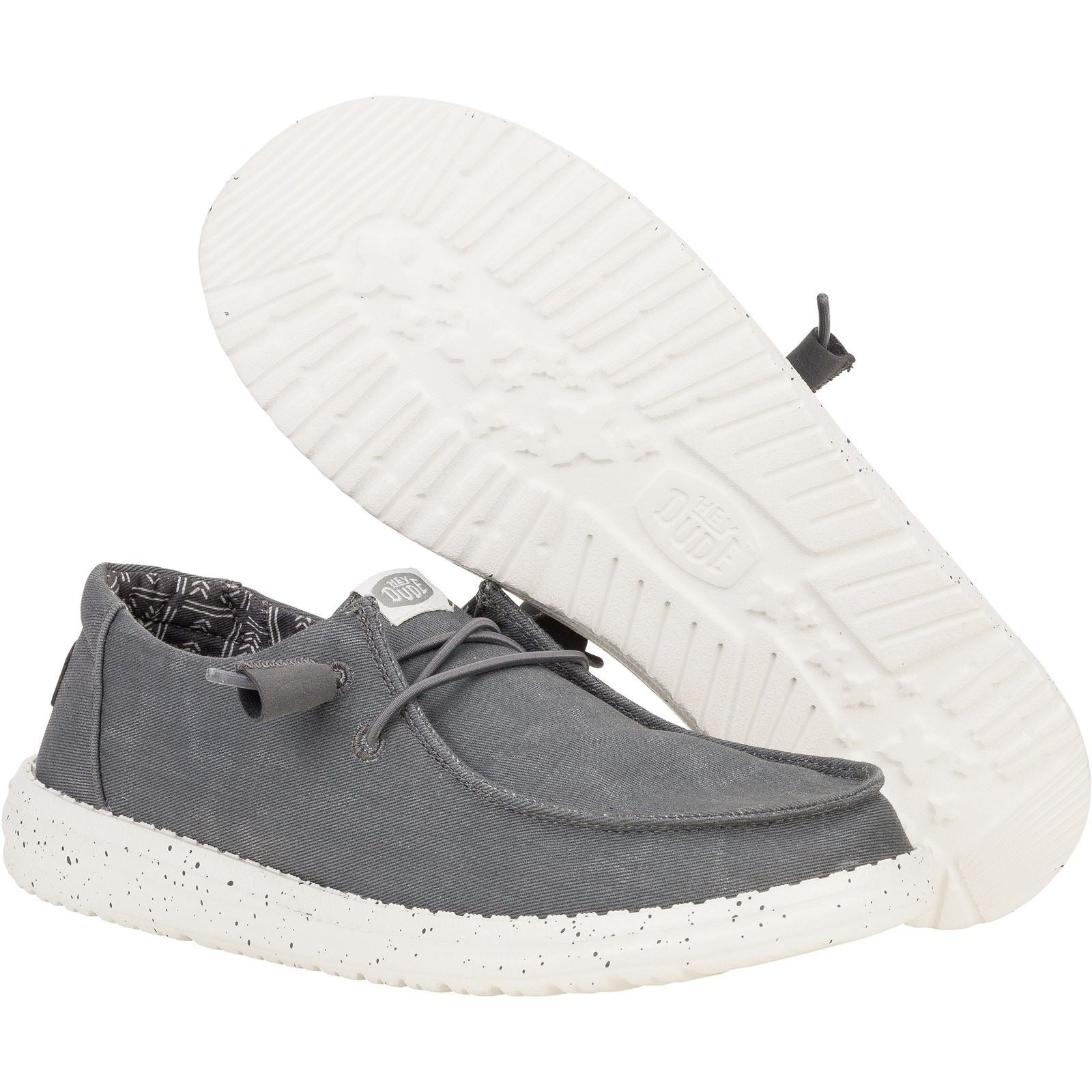 HEYDUDE Wendy Canvas 100% Cotton Women's Dark Grey Loafers