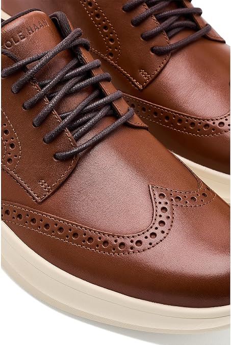 Cole Haan Grand Aerion Wingtip Oxfords Leather Men's British Tan Lace-Up Shoes