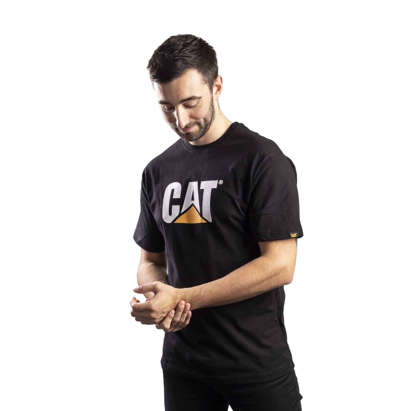 Caterpillar Trademark Logo Cotton Men's Black T-Shirt