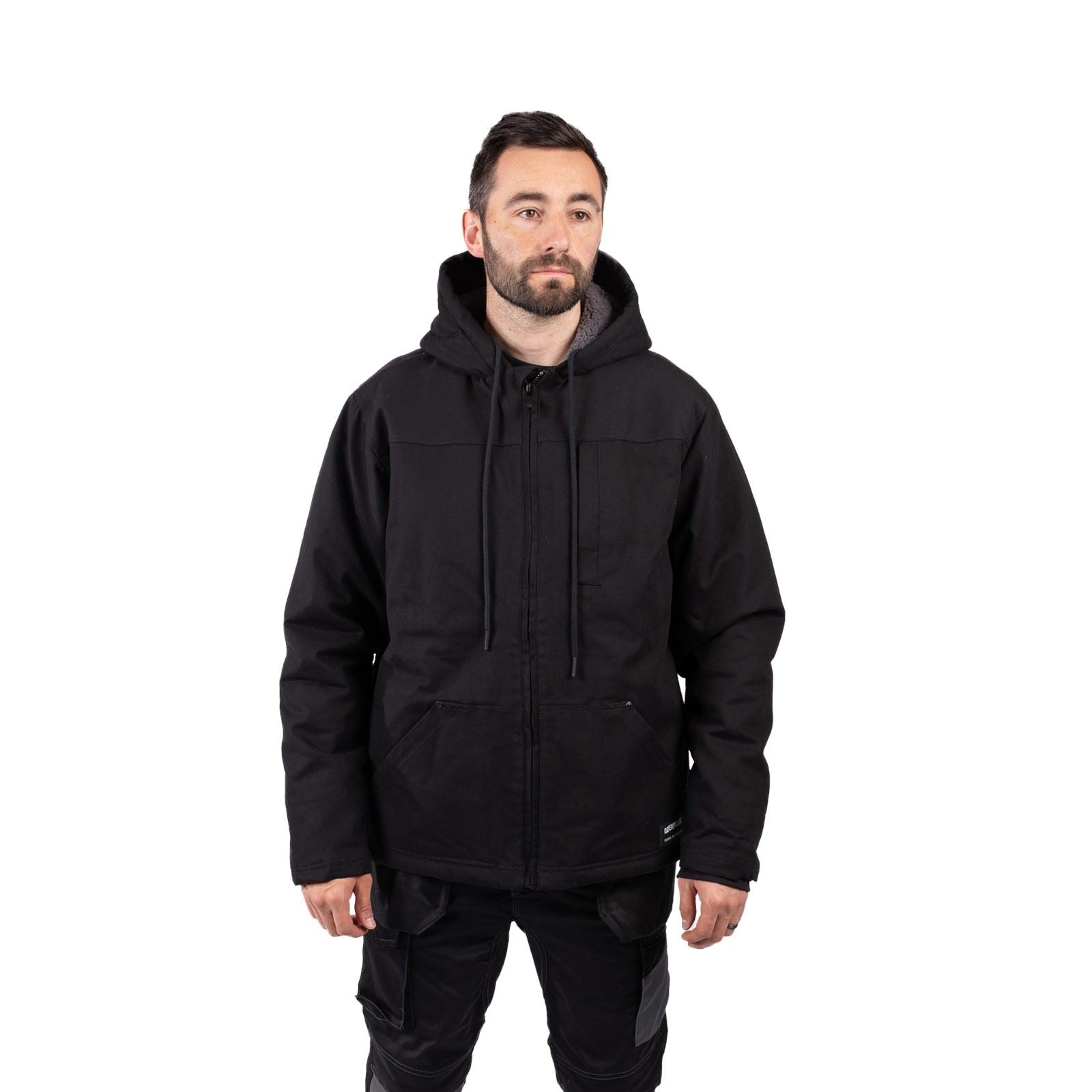 Caterpillar Hooded Sherpa Lined Men's Black Fleece Jacket