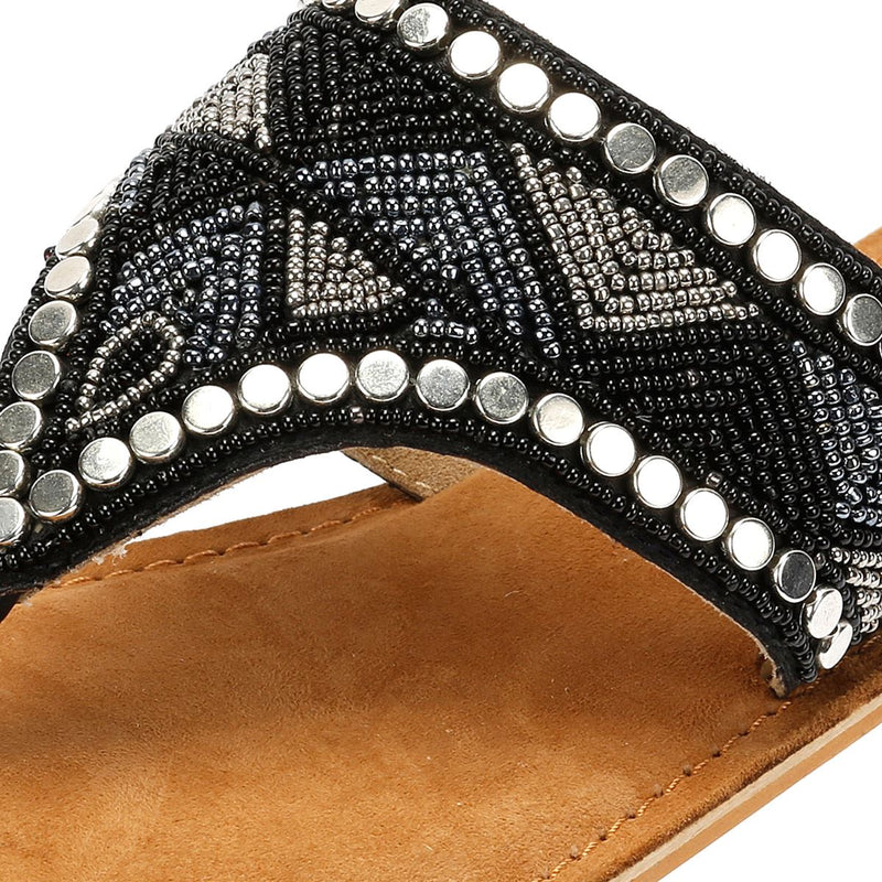 Tower London Toepost Women's Black Metallic Sandals